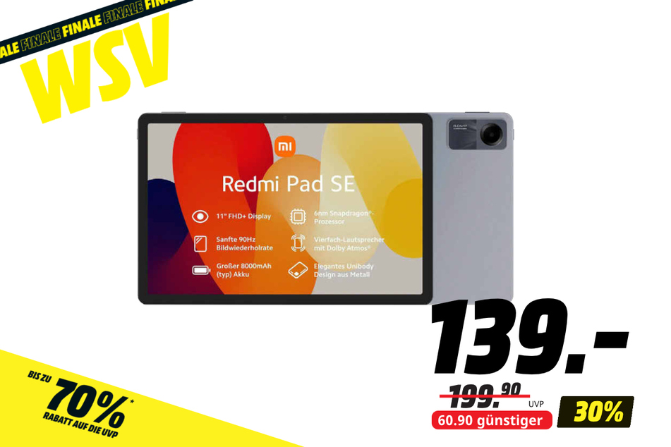 Xiaomi-Tablet für 139 statt 199,90 Euro.