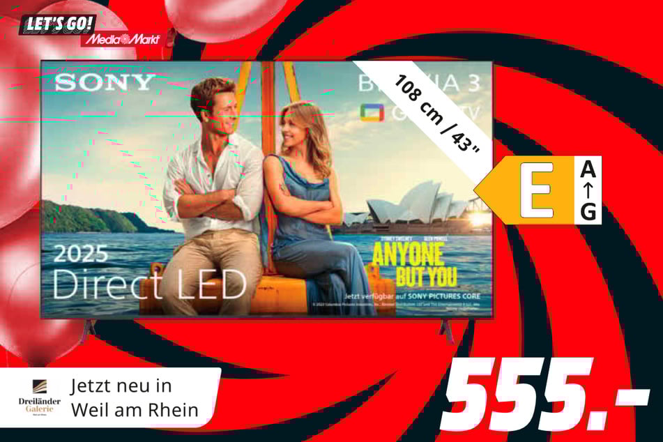 43-Zoll Sony-Fernseher Bravia 3 K43S35
für 555 Euro.