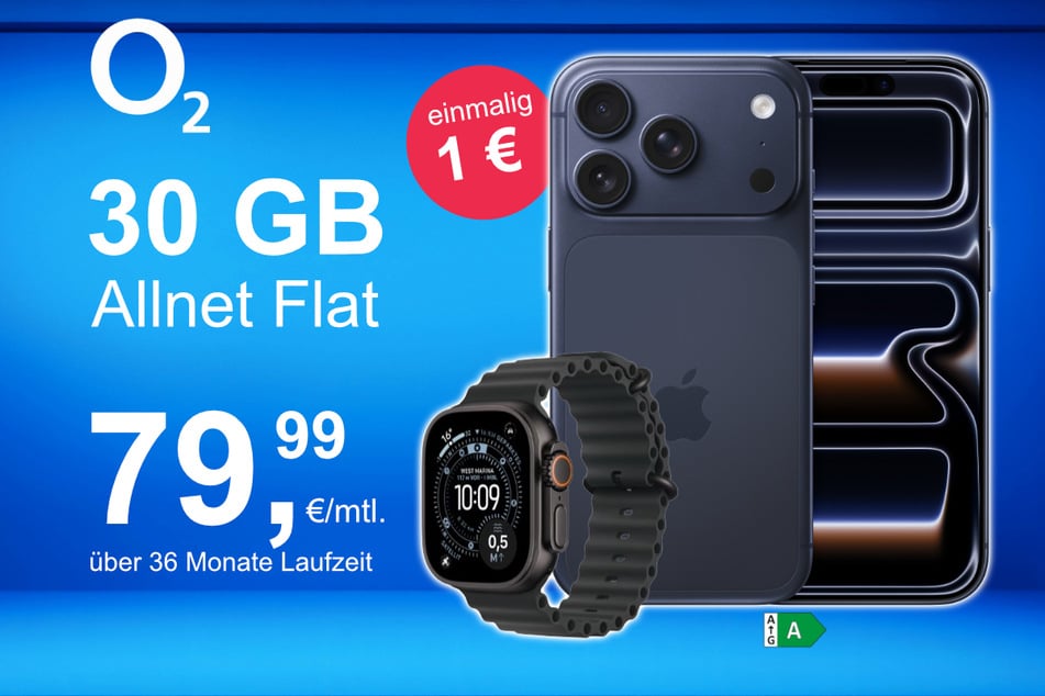 Bei o2 gibt's jetzt das neue iPhone 17 Pro mit Watch Ultra 3 im Bundle jetzt exklusiv für nur 1 Euro.