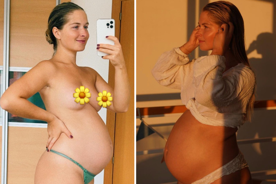 Im Vergleich zur SSW 20 (links) ist der Babybauch von Charlotte Weise (28) in der SSW26 mächtig gewachsen.