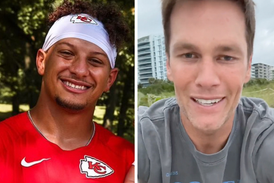 Patrick Mahomes (l) was one of many athletes who took to social media to pay tribute to Tom Brady following the news of his retirement.