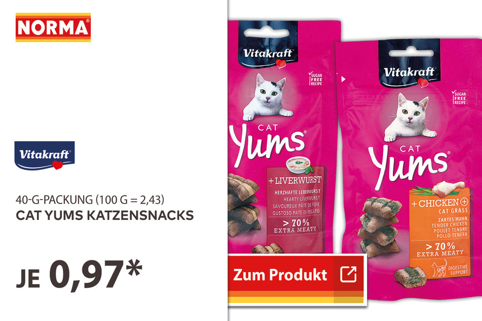 Cat Yums Katzensnacks für 0,97 Euro.