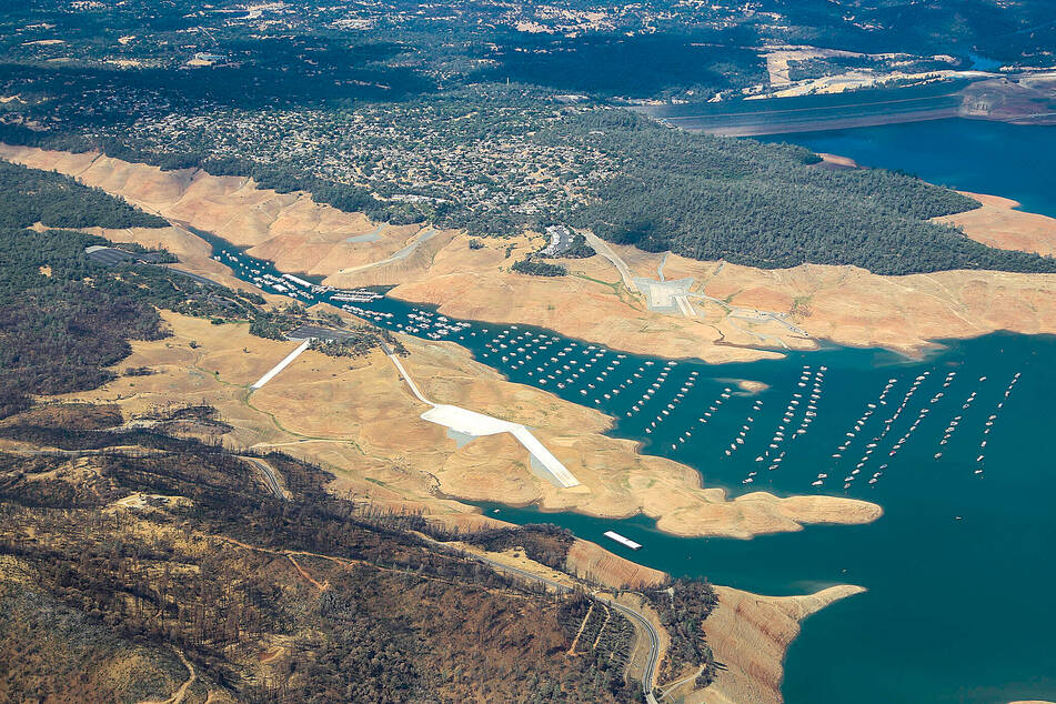 Severe drought in California has dropped Lake Oroville to dangerously low levels.