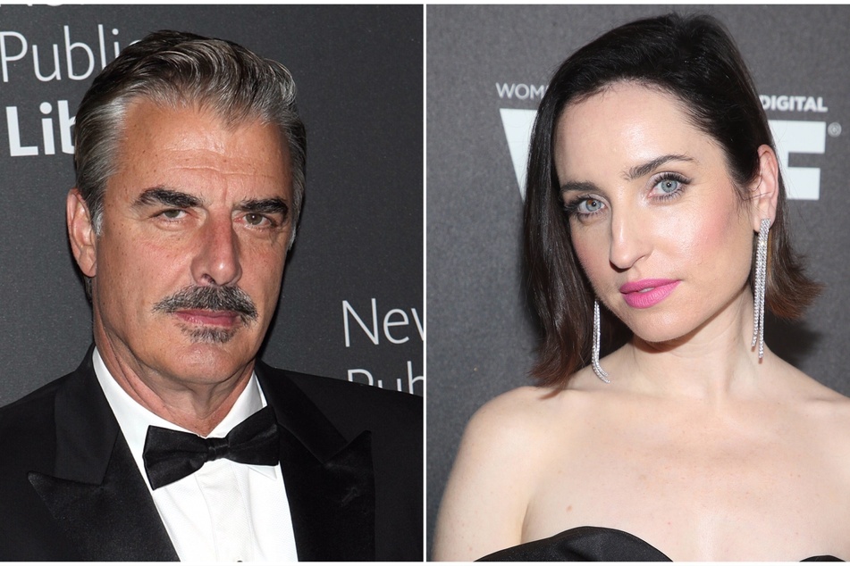On Thursday, Zoe Lister-Jones (r.) publicly accused Chris Noth (l.) of "inappropriate sexual behavior" after two women came forward with allegations against him.