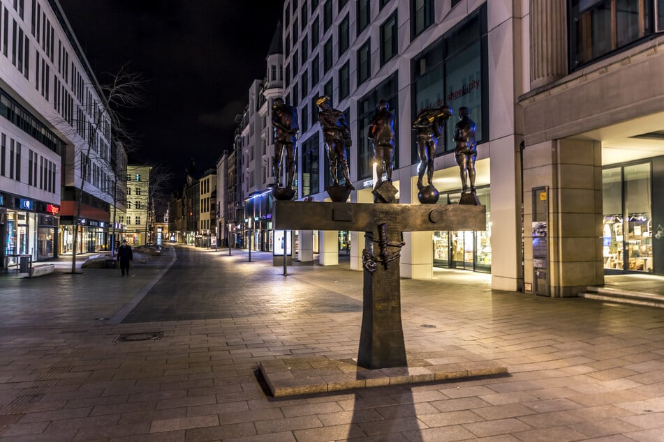 Gähnende Leere in der Leipziger Innenstadt.