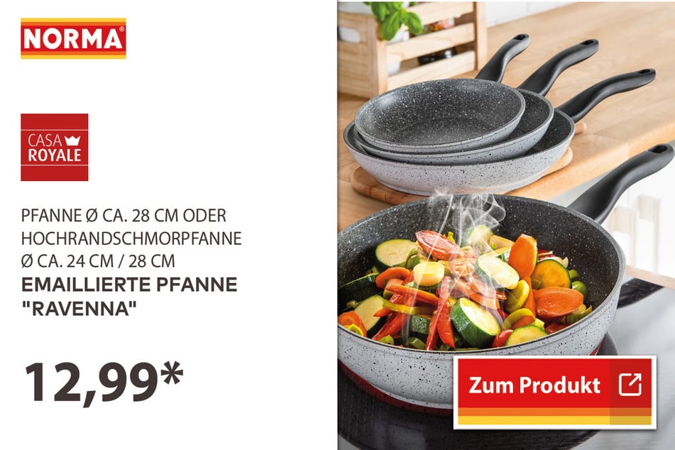Emailliierte Pfanne für 12,99 Euro