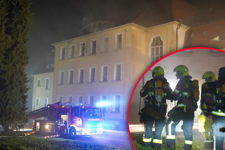 Feuerwehreinsatz in der Oberlausitz: Ehemalige Kaserne fängt Feuer
