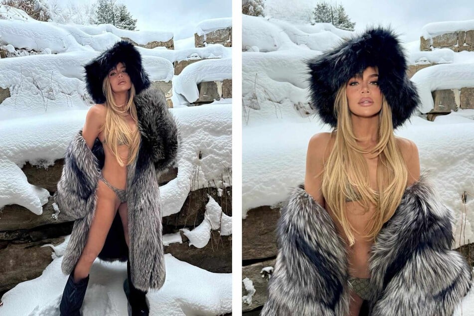 Khloé Kardashian embraces viral "mob wife" trend in snowy day bikini fit