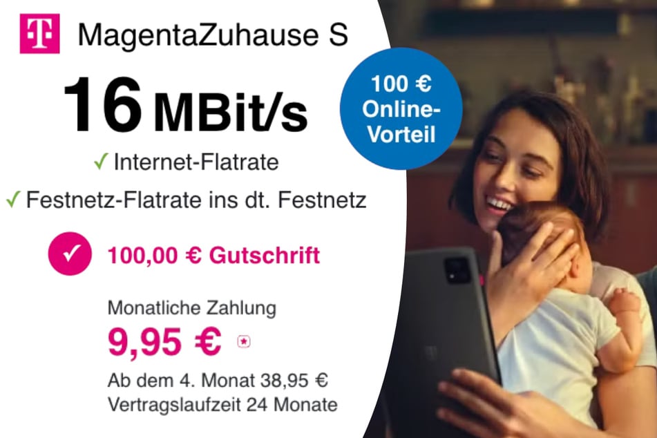 Der MagentaZuhause S mit 16 MBit/s für nur 9,95 Euro in den ersten drei Monaten.