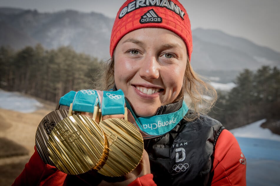 Die Biathlon-Olympiasiegerin beendete ihre Karriere schon mit 25 und widmete sich danach dem Bergsport.