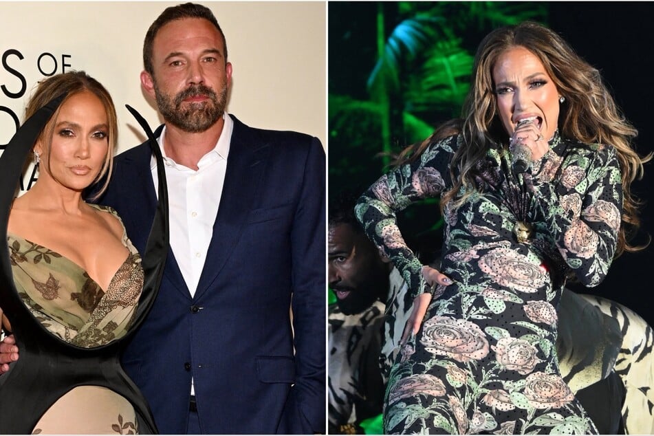 Jennifer Lopez threw some shade at her ex-husband, Ben Affleck (c.), during her Las Vegas show.