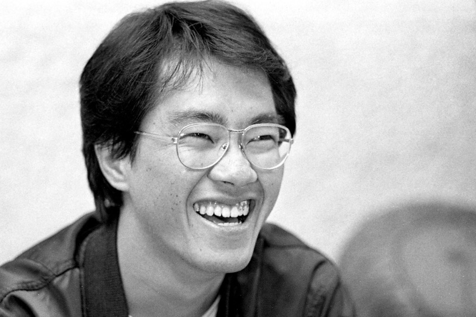 This black and white photo taken in May 1982 shows Japanese manga artist Akira Toriyama, whose death was announced on March 8, 2024.