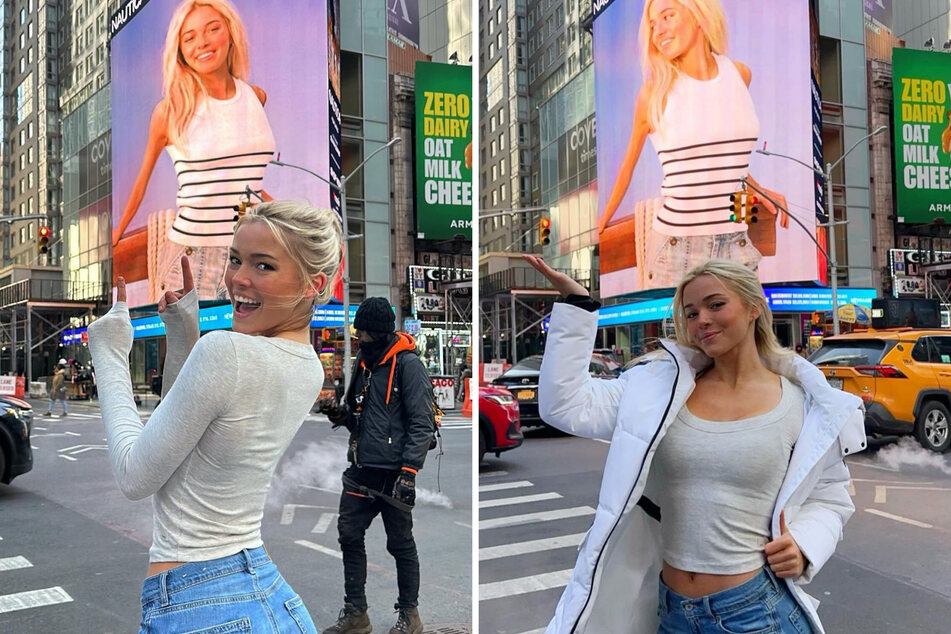 Fans are absolutely in awe by Olivia Dunne's latest billboard in the heart of New York City.