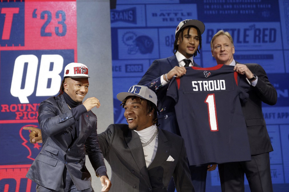 CJ Stroud (r.), Anthony Richardson (c.), and Bijan Robinson played starring roles in the First Round of the 2023 NFL Draft.