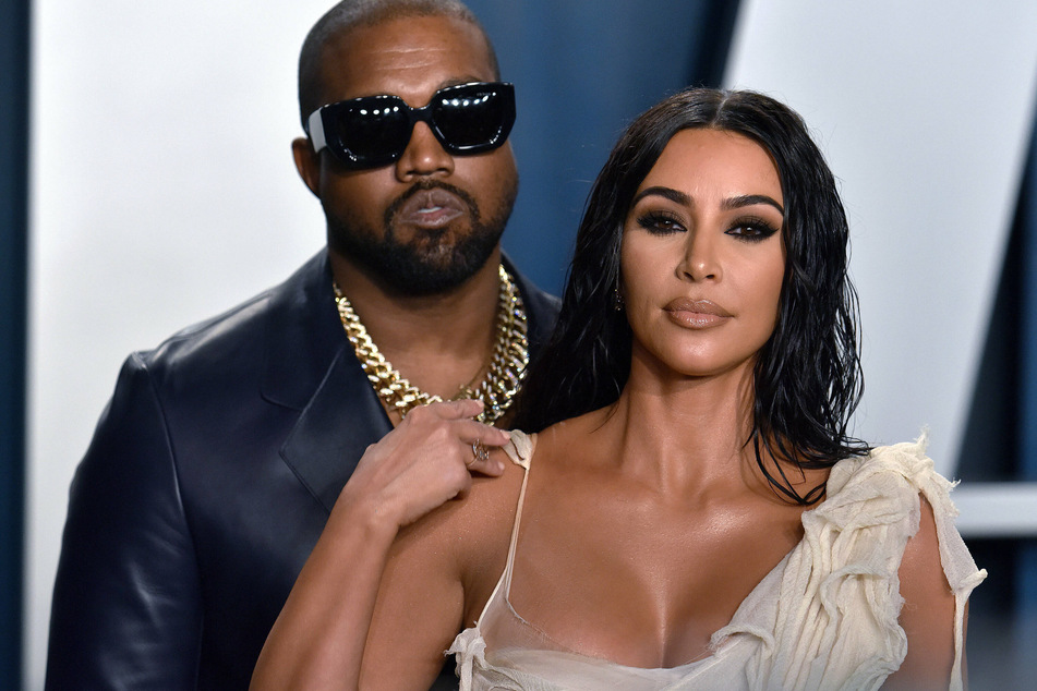 Kim Kardashian and Kanye West at the 2021 Vanity Fair Oscar party in Beverly Hills.