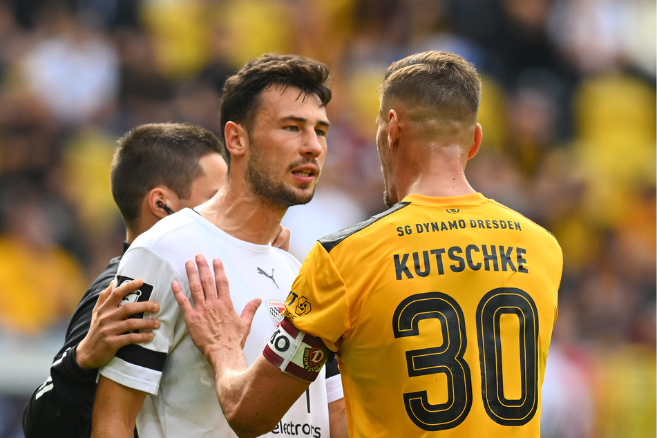 Zwei Gesichter der 3. Liga: Ingolstadts Lukas Fröde (28) und Dresden Stefan Kutschke (34) gelten nicht nur bei EA Sports als zwei richtige Kanten körperlich und verbal.