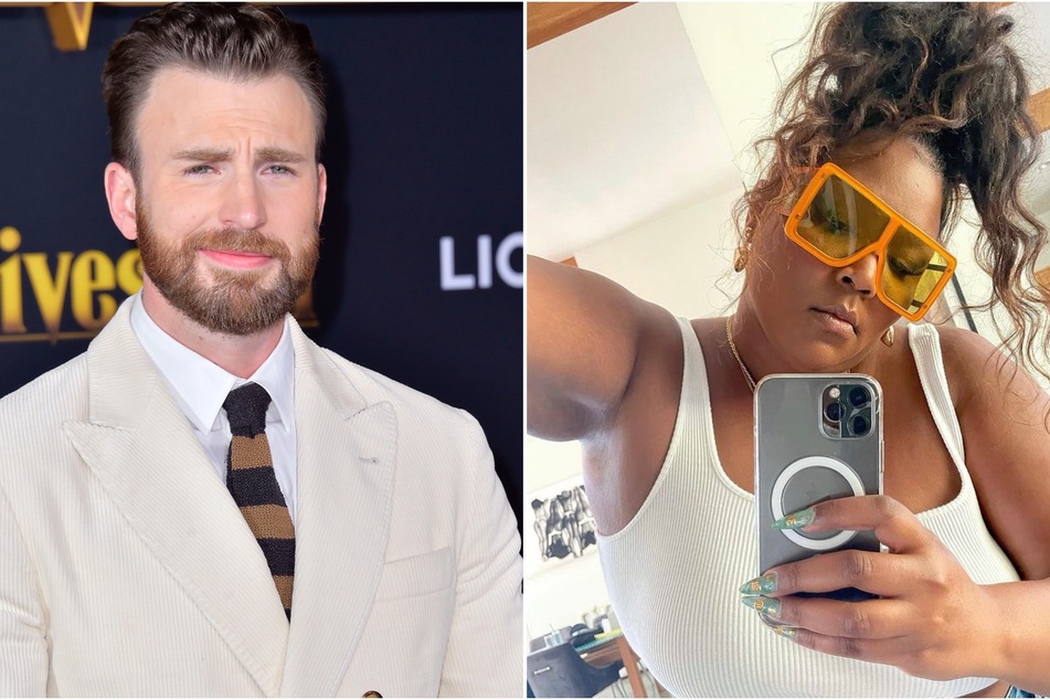 Chris Evans (l) hilariously responded back to Lizzo's (r) Tik Tok video claiming that she was pregnant with his child.