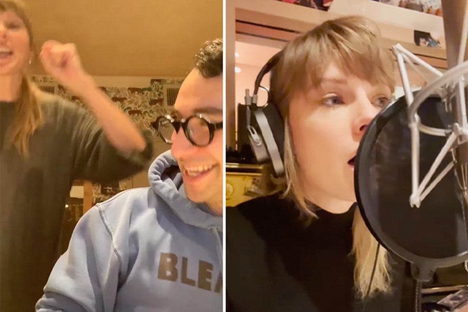 Taylor Swift (r) just dropped some major Midnights collaborator tea.