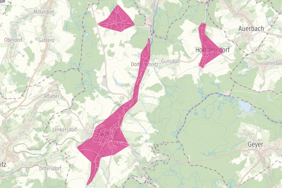 Glasfaser-Ausbaugebiet der Telekom in Zwönitz.