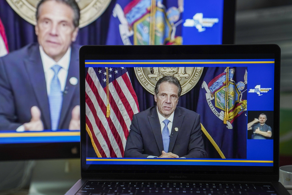 Andrew Cuomo announcing his intention to resign the post of NY governor on August 10.