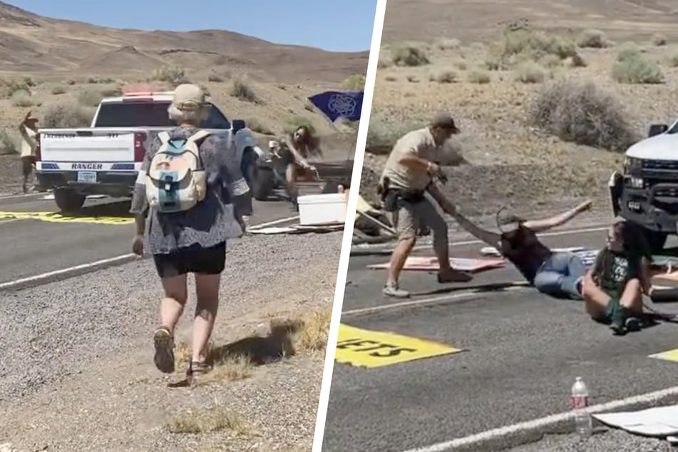 Burning Man climate protesters assaulted by gun-toting cop