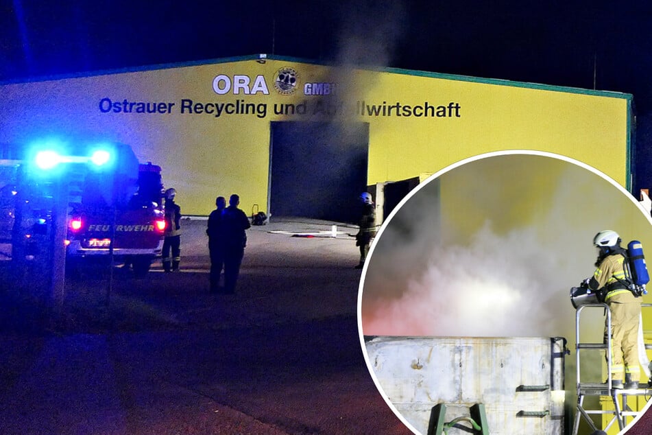 Starker Rauch kommt aus der Halle: Brand auf Recyclinghof in Ostrau