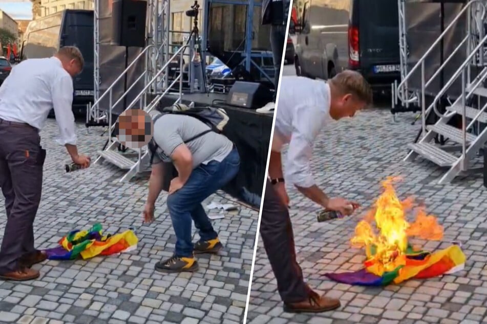 Dresden: Flaggen-Verbrennung auf dem Altmarkt: Staatsschutz ermittelt gegen Ex-AfD-Politiker!