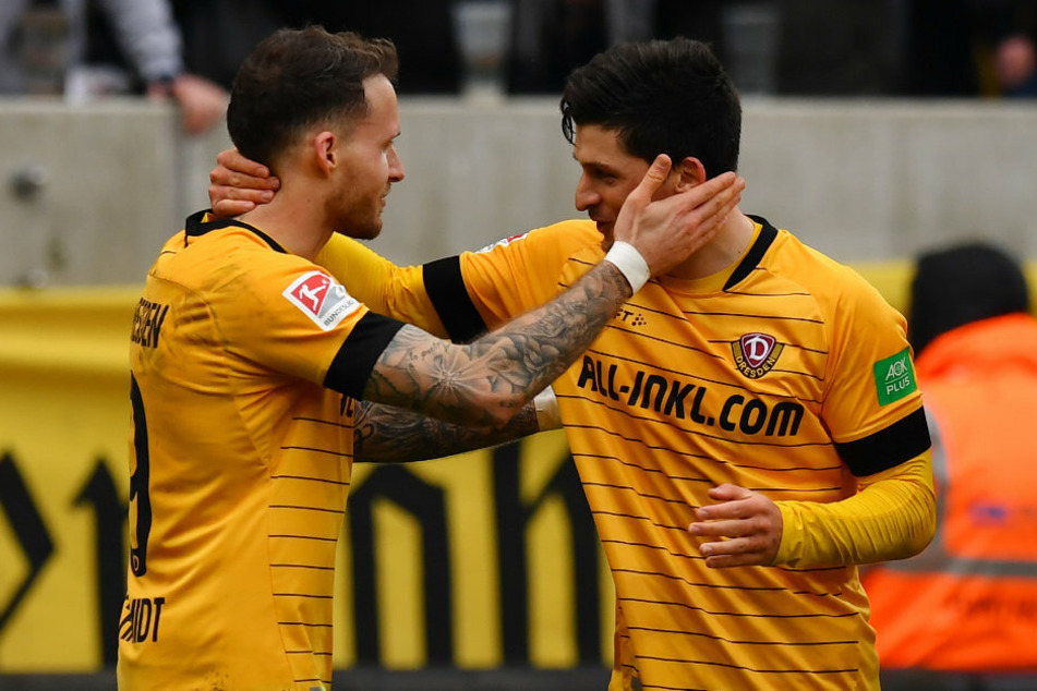 Patrick Schmidt (l.) und Jannis Nikolaou spielten sich trotz des Dynamo-Abstiegs ins Blickfeld.