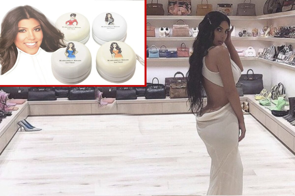 Kim Kardashian posing in her closet for her new business venture.