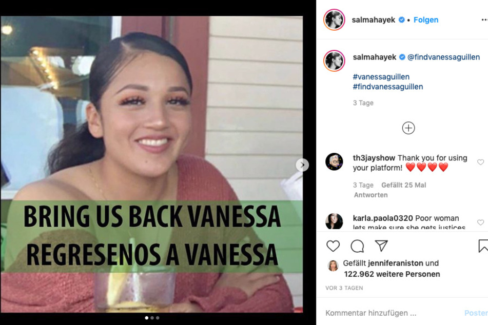 Mit diesem Bild beteiligt sich Salma Hayek (53) an der Suche nach Vanessa Guillen.