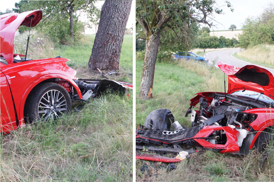 Baumcrash: Audi-Fahrerin kommt von Landstraße ab - Totalschaden