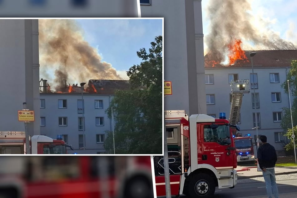 In Merseburg ist am Montag der Dachstuhl eines Mehrfamilienhauses in Brand geraten und schwer beschädigt worden.