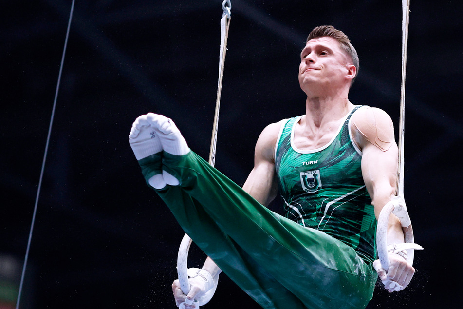 An den Ringen verletzte sich Lukas Dauser (31) am Samstag bei der letzten Olympia-Qualifikation der Turner in Rüsselsheim.