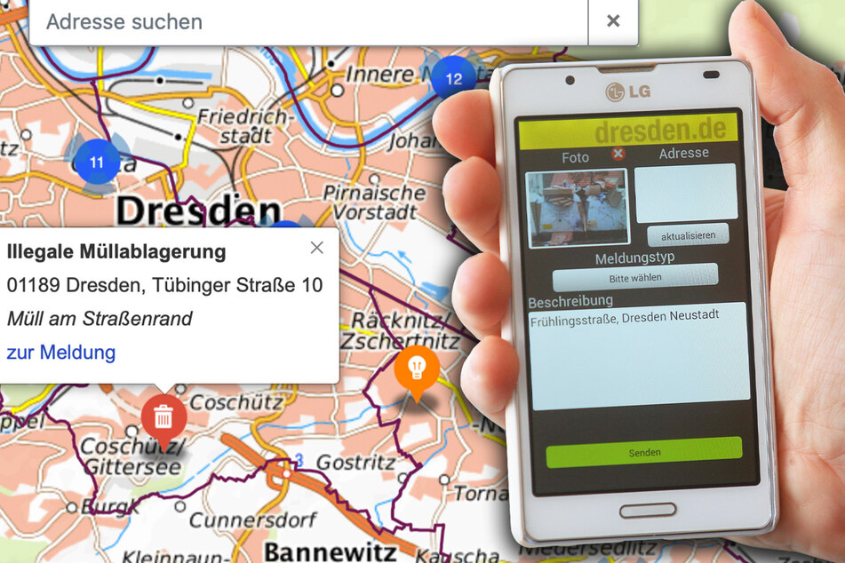 Geht ganz einfach von der Hand: Dresdens neue Beschwerde-App, nachdem die "Dreck-Weg-App" ausgedient hat.
