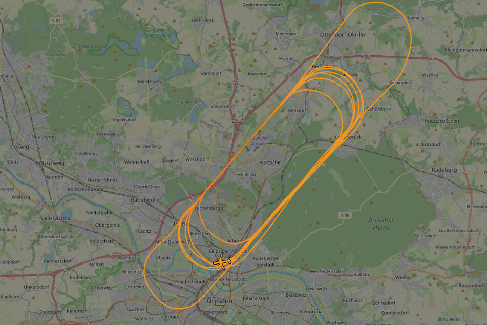 Die Flugbahnen der Maschine reichten bis Ottendorf-Okrilla.