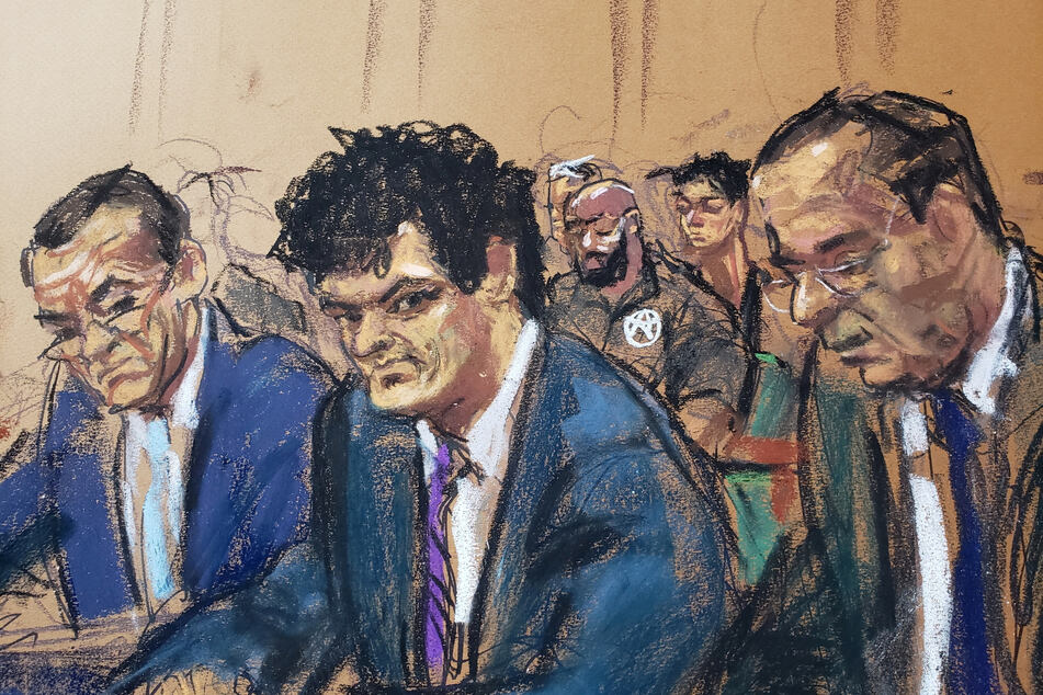 Sam Bankman-Fried is seen during a hearing at a courthouse in New York on August 11, 2023, in this courtroom sketch.