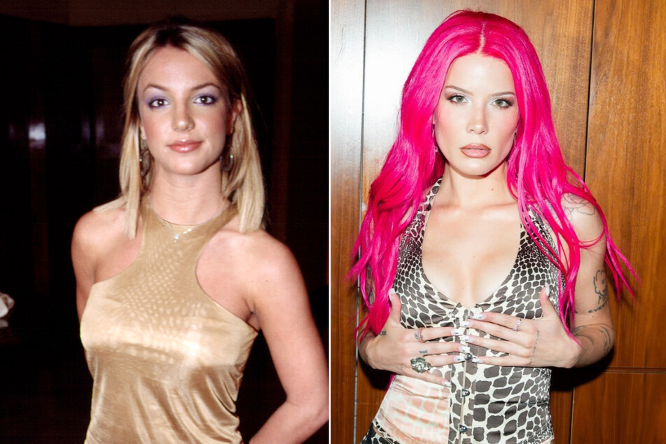 Halsey (r.) featured an interpolation of Britney Spears' 2000 hit Lucky in her new song of the same name.