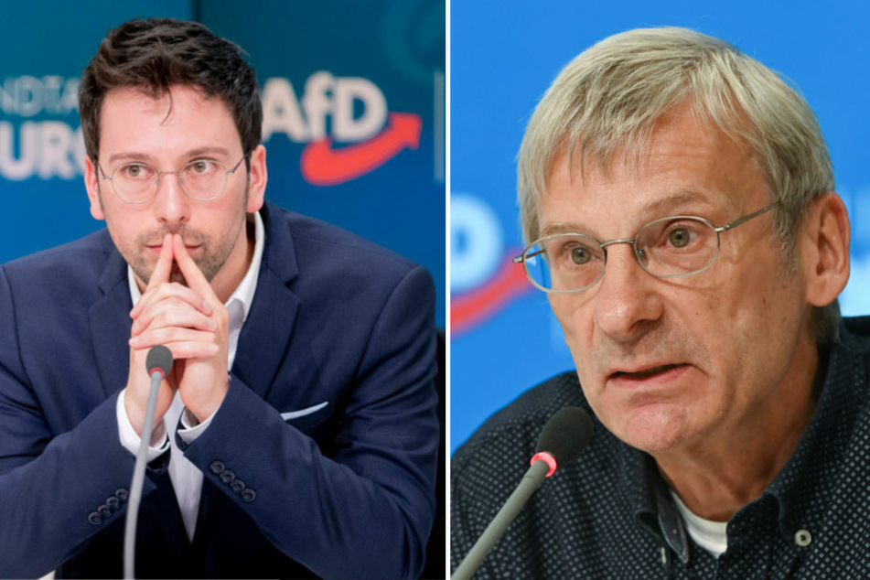 Der Parlamentarische Geschäftsführer Dennis Hohloch (31, l.) hat am Montag angekündigt, bei der Wahl zum AfD-Fraktions-Chef in Brandenburg gegen Christoph Berndt (64) antreten zu wollen.