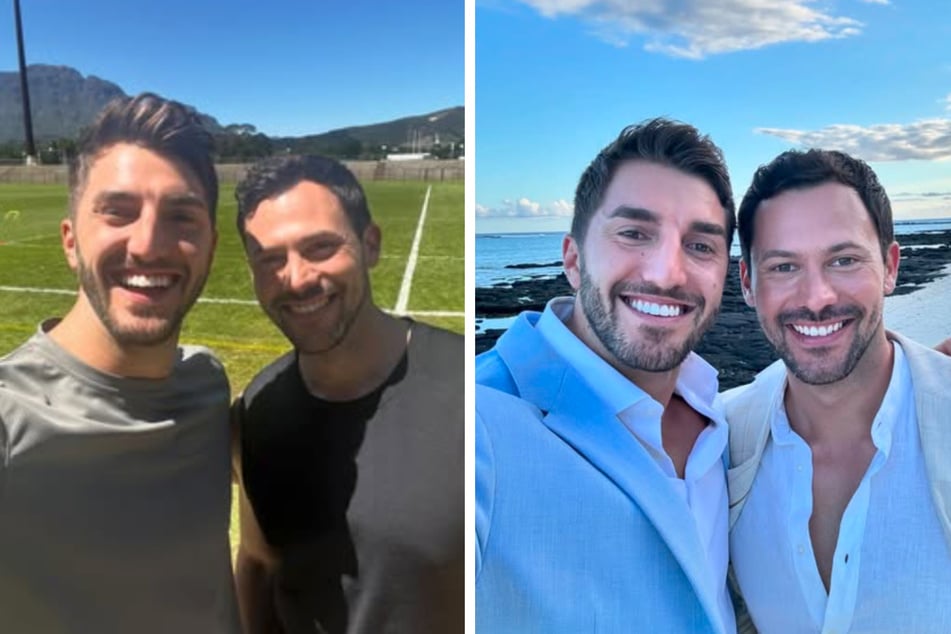 Gemeinsam mit Dennis Gries (32, l.) war Sebastian Klaus (r.) ein Teilnehmer bei "Die Bachelors" im Jahr 2024.