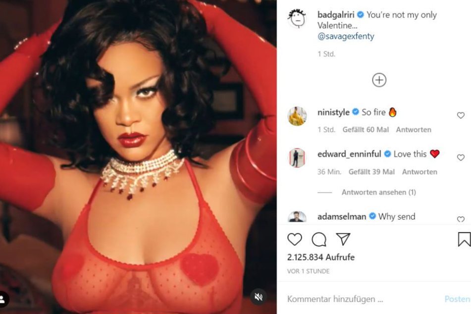 Rihanna poses in sexy lingerie.