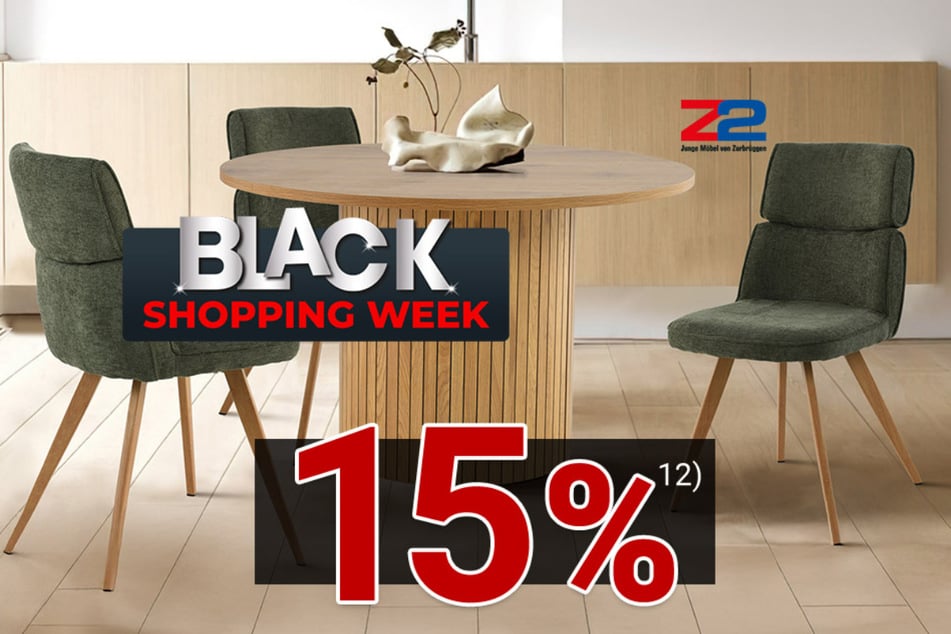 Während der Black Week gibt's 15 Prozent auf Z2 – Junge Möbel von Zurbrüggen.¹²