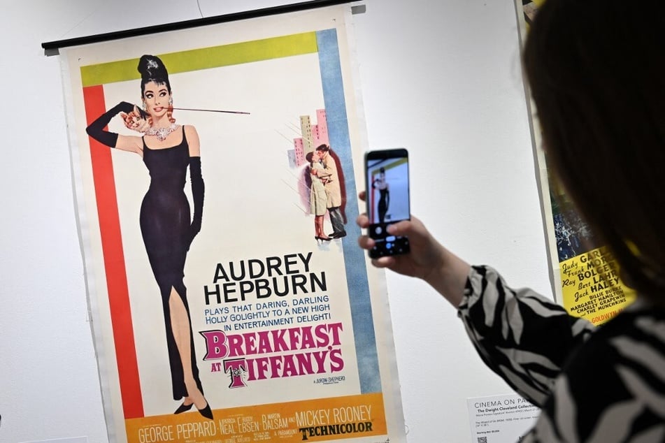 A poster for the for film Breakfast at Tiffany's starring actor Audrey Hepburn is pictured during a press preview.