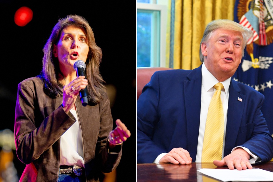 A new poll released on Friday revealed Donald Trump (r.) holds a massive lead over Nikki Haley ahead of South Carolina's upcoming GOP primary election.