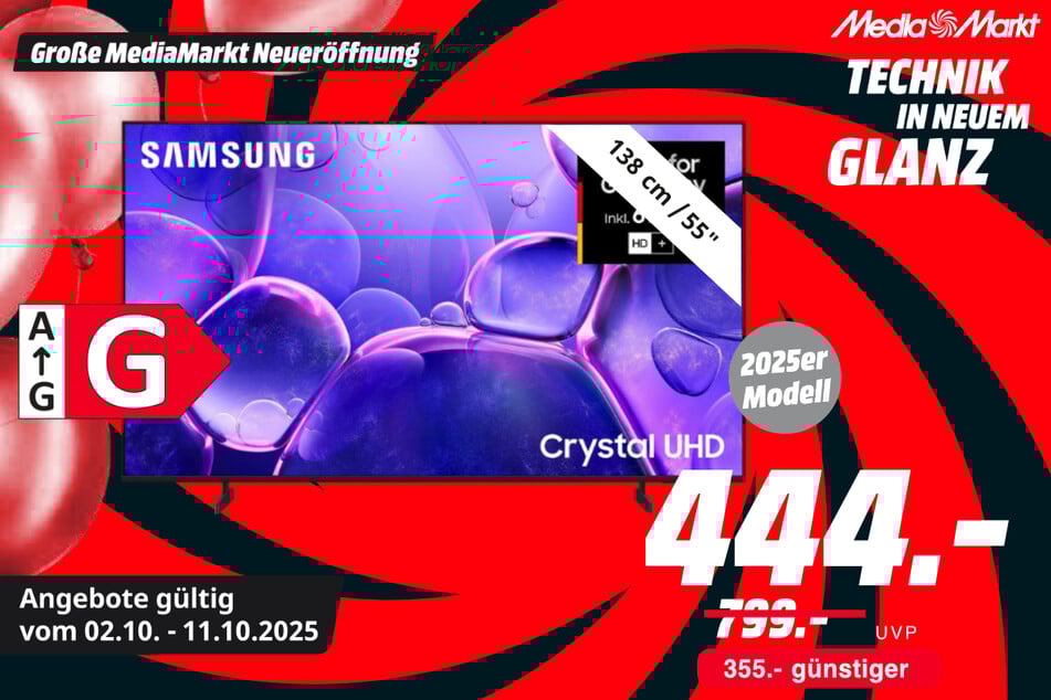 55-Zoll Samsung-Fernseher GU55U8079F für 444 statt 799 Euro.