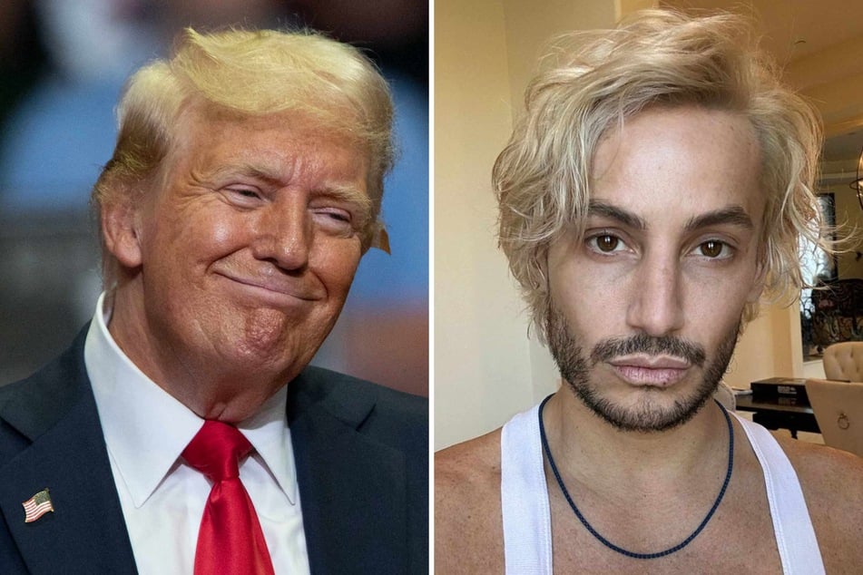 Ariana Grande's brother Frankie Grande (r.) is well-known for being a decidedly liberal and openly gay figure in pop culture... so why has he suddenly adopted Donald Trump's (l.) controversial MAGA slogan?