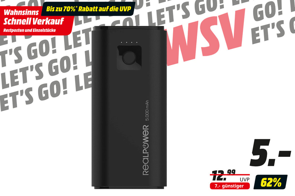 Realpower-Powerbank für 5 statt 12,99 Euro.