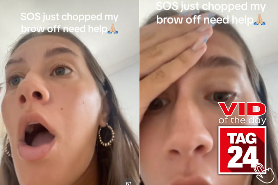 Today's Viral Video of the Day features a girl on TikTok who mistakenly chopped off a huge portion of her eyebrow!