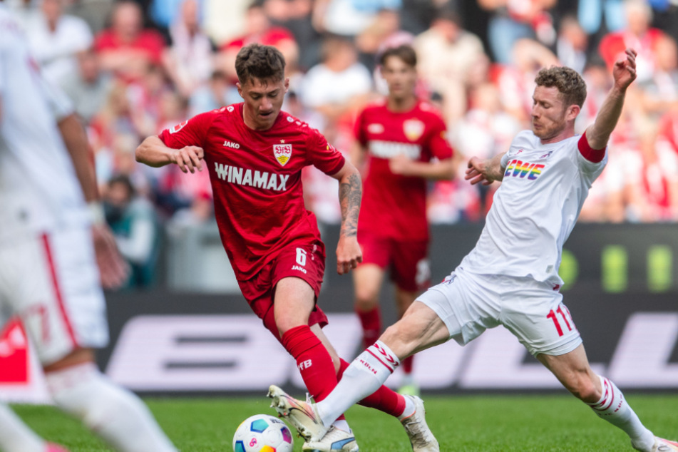 FC-Kapitän Florian Kainz (31, r.) im Zweikampf mit Angelo Stiller (22) vom VfB Stuttgart. Kann er auch gegen den BVB alles reinwerfen?