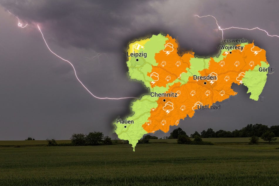 DWD-Warnung: Starke Gewitter in großen Teilen Sachsens