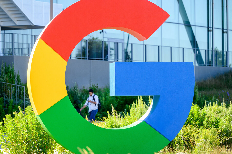 A worker walks along a path at Google’s Bay View campus in Mountain View, California.
